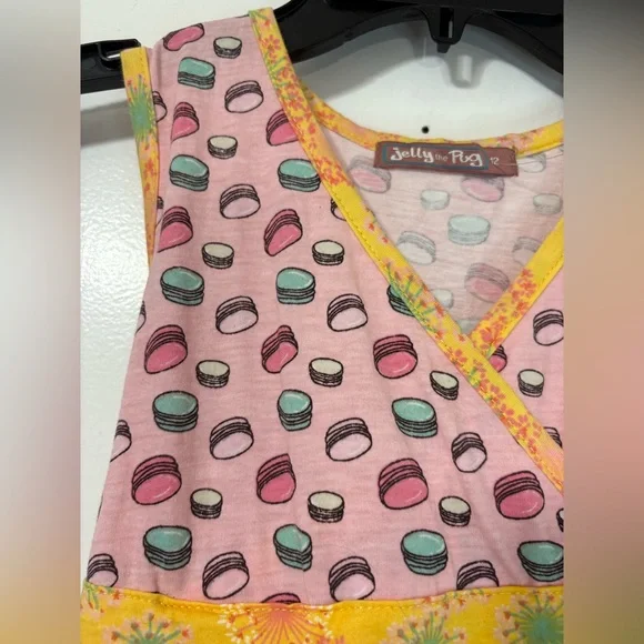 Jelly the Pug Girls Multi-Color Cotton Cute Madeleine Paris Print Dress Size 12 - Picture 6 of 9